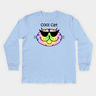 Cool Cat 2 - Rainbow Tabby Kids Long Sleeve T-Shirt